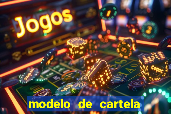 modelo de cartela de bingo em branco